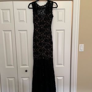 Windsor Black Lace long dress with front slit